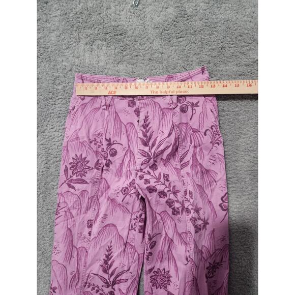Anthropologie Purple with Dark Purple Floral Patterned High Rise Pants - Picture 2 of 9